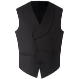 Men's Custom 3 Pcs Grooms Suit Tailcoat - Black - 3 Piece Groomsmen Tuxedo Suit - 6XL - Polyester - image 38