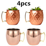 Moscow Mule 550ml Copper Mug Set Of 4 - Orange/Rose Gold - Mug 4pcs - Large - Copper - image 7