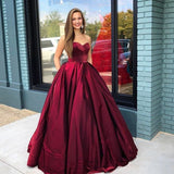 Women's Elegant Long Full Satin Gown - Burgundy - Ball Gown - 18W - Satin - image 8