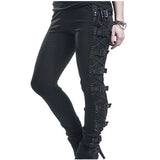 Women's Gothic Buckle Strap Lace Up Pant - Black - Gothic Punk Roseta Lace Up Pants - 5XL - Polyester - image 14