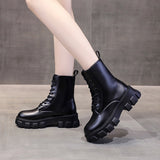 Funki Buys | Boots | Women's Lace-up Chunky Combat Boots - Black - Ankle / With Plush Inner / 43 B / PU Leather - image 26