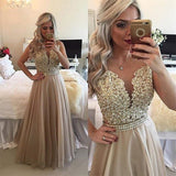 Women's Chiffon Beaded Prom Dress - Champagne - Prom Dress - 28W - Chiffon Lace - image 5