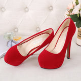 Women's Super High Heel Suede Stilettos - Red - Super High Stilettos - 16 B - Suede/PU Leather - image 11