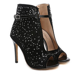 Women's Diamante Studded High Stilettos - Black - Diamante Stilettos - 43 B - PU Leather - image 20