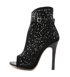 Women's Diamante Studded High Stilettos - Black - Diamante Stilettos - 43 B - PU Leather - image 18