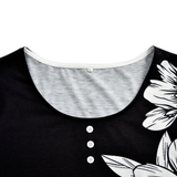 Women's Plus Splice Flower Print Blouse - Black - Flower Tunic Shirt - 8XL - Polyester - image 10
