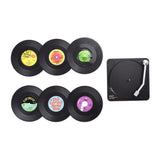 Funki Buys | Coasters | Vinyl Record C... - 6 Pcs / Record Coaster Set + Holder / BPA Free Plastic / 4.13" x 0.98" - image 15