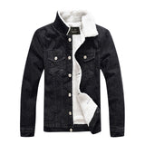 Men's Warm Denim and Sherpa Jackets - Gray - Plush Winter Jacket - 6XL - Denim/Sherpa - image 19