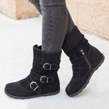 Funki Buys | Boots | Women's Buckled Suede Snow Ankle Boots - Gray : Suede Ankle Boot / 43 B / PU Suede Leather - image 8