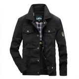 Men's Military Warm Zip Up Cotton Jacket - Black - Military Jacket - 8XL - Polyester Cotton - image 6