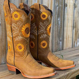 Women's Embroidered Flower Cowboy Boot - Brown - Coffee Brown / Flower Cowboy Boots - 42 B - PU Leather - image 3