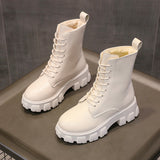 Funki Buys | Boots | Women's Lace-up Chunky Combat Boots - Black - Ankle / With Plush Inner / 43 B / PU Leather - image 10