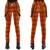 Women's Gothic Punk Plaid High Waist Pant - Red - Punk Plaid Skinny Pants - 5XL - Polyester - image 5