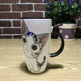 Large 20oz Ceramic Cat Mug + Spoon Lid - White - Pattern 1 / Cat Mug - 20oz - Porcelain - image 5