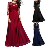 Women's Lace Overlay Long Ball Dress - Burgundy - Gown - XXXL - Chiffon/Lace - image 9