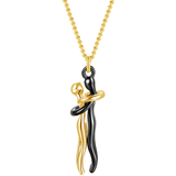 Unisex Hugging Pendant Necklace - Black/Gold - Hug Necklace - Small - Alloy - image 17