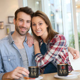 Mr and Mrs Coffee Mugs Bridal Gift-Set - White/Black - Mr and Mrs 2 Cup Set - 400ml - Ceramic - image 21