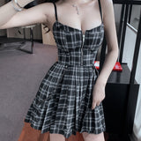 Women's Gothic Plaid Pleated Dress - Black - Dress - XXXL - Polyester - image 5