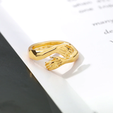 Unisex Adjustable Holding Hands Hug Ring - Gold 1 - Hug Ring - One Size - Zinc Alloy - image 11