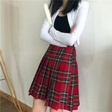 Women's High Waist Punk Pleated Skirt - Red - Plaid Short Skirt - 4XL - Polyester - image 5