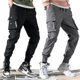 Men's Casual Draw String Cargo Pants - Black - 5XL - Polyester - image 1