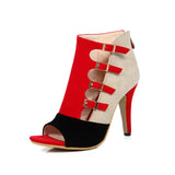 Women's Suede Wrap Buckle Strap Shoes - Red/Beige - Buckle Ankle Shoe - 43 B - PU Suede - image 20