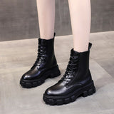 Funki Buys | Boots | Women's Lace-up Chunky Combat Boots - Black - Ankle / With Plush Inner / 43 B / PU Leather - image 28