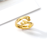 Unisex Adjustable Holding Hands Hug Ring - Gold 1 - Hug Ring - One Size - Zinc Alloy - image 12
