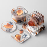 Pine Wood Resin Drink Coasters 6 Pcs - Brown - 1 / Square 6 Pcs Set and Base - Small - Pine Resin - image 7