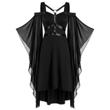Women's Gothic Leather Strap Dress - Black - Medievil Dress - 5XL - Polyester/Chiffon - image 1