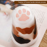 Cat Paw Frosted Glass Cup Sets - Brown 4 - 300ml 4pcs / Cat Paw Glass Set - Frosted Glass - image 9