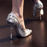 Women's Elegant Silk Formal Prom Stilettos - Gold - Embossed Shoe - 9.5 B - Silk/PU Leather - image 28