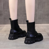 Funki Buys | Boots | Women's Lace-up Chunky Combat Boots - Black - Ankle / With Plush Inner / 43 B / PU Leather - image 25