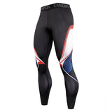 Men's Compression Running Cycling Tights - Black/White/Red - KC217 / Fitness Pants - XXXL - Polyester Spandex - image 8