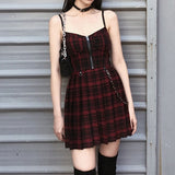 Women's Gothic Plaid Pleated Dress - Black - Dress - XXXL - Polyester - image 4