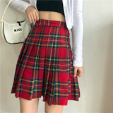 Women's High Waist Punk Pleated Skirt - Red - Plaid Short Skirt - 4XL - Polyester - image 8