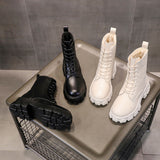 Funki Buys | Boots | Women's Lace-up Chunky Combat Boots - Black - Ankle / With Plush Inner / 43 B / PU Leather - image 42