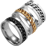 Men's Moveable Ring Stainless Steel Ring - Silver - Spinner Anxiety Ring - 11 - Titanium - image 8