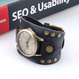 Men's Women's Wide Band Punk Watch - Dark Brown - Punk Watch - 10.23" - Alloy / Leather - image 9