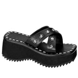 Women's Gothic Platform Wedge Sandals - Black - 1 / Bat / Sandals - 10.5 B - PU Leather - image 32