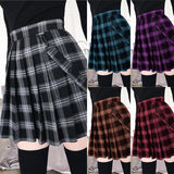 Women's Gothic Suspender Mini Skirt Plaid - Wine Red - Mini Skirt - 5XL - Polyester - image 15