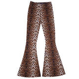 Women's Leopard Print Stretch Flared Pants - Black/Gold - Leopard Print Flared Pants - XXL - Spandex / Polyester - image 19