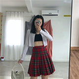 Women's High Waist Punk Pleated Skirt - Red - Plaid Short Skirt - 4XL - Polyester - image 4
