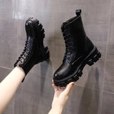 Funki Buys | Boots | Women's Lace-up Chunky Combat Boots - Black - Ankle / With Plush Inner / 43 B / PU Leather - image 29