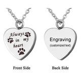 Always In My Heart Urn - Silver - Engraved - Pet Urn Necklace - Medium - Stainless Steel - image 4