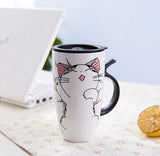 Large 20oz Ceramic Cat Mug + Spoon Lid - White - Pattern 1 / Cat Mug - 20oz - Porcelain - image 15