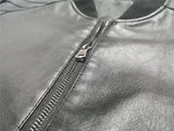 Men's Faux Leather Thin Bomber Jacket - Black - Bomber Jacket - 7XL - PU Leather - image 9