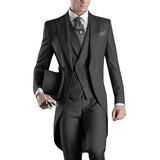 Men's Custom 3 Pcs Grooms Suit Tailcoat - Black - 3 Piece Groomsmen Tuxedo Suit - 6XL - Polyester - image 15