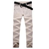 Men's Slim Fit Cargo Pant Mid-Waist Jeans - Beige - Pants - 40 - Polyester Denim - image 30
