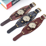 Men's Women's Wide Band Punk Watch - Dark Brown - Punk Watch - 10.23" - Alloy / Leather - image 6